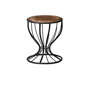 Taburete de café, silla hecha a mano con revestimiento de metal negro de hierro, taburete Vintage Industrial para sala de estar, taburetes de jardín para el hogar y el jardín - Product Image 4