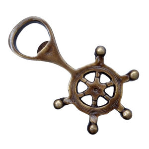 Handmade Brass <b>Ship</b> Wheel Design <b>Bottle</b> Opener Vintage Nautical Bar Accessory Tool Modern Finish Metal Beer Cap Disposable - Product Image 1