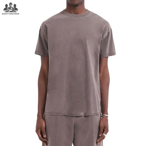 T-shirt pour homme en denim délavé en gros |   T-shirt en tricot 100% coton vintage streetwear |   Logo personnalisé OEM, écologique, séchage rapide - Product Image 2