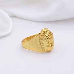 Anillo de latón con diseño de Buda para hombre, chapado en oro de 18k, anillo religioso espiritual hecho a mano, estilo bohemio, anillo llamativo al por mayor para mujer - Product Image 6