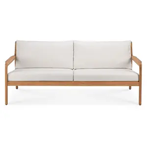 Gartens ofa Lounge Chair Gartenmöbel Teakholz sofa mit Kissen Weiße Farbe für Gartenmöbel