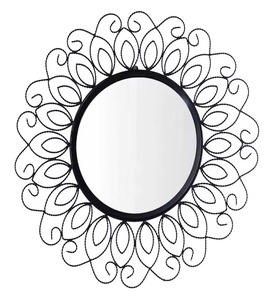 Piedra blanca Color negro Marco de espejo de pared de metal y vidrio de hierro redondo mejor calificado Espejos de acentos de pared europeos - Product Image 4