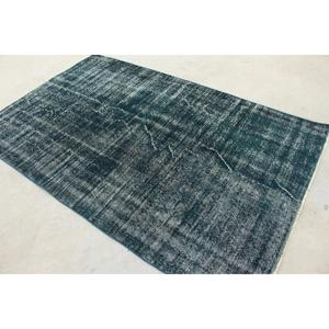 Alfombra Turca de 4.9x7.8 pies, Alfombra de Lana Vintage con Diseño de Parches Azules - Product Image 4