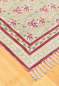 Beaux tapis de créateur à motifs de fleurs et de feuilles Conception de travail de broderie traditionnelle et matériel 100% coton et pour les tapis de maison - Product Image 6