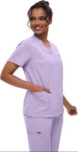 Vaslcare-Uniforme de enfermera para salón de belleza al por mayor, conjunto de exfoliación para mujer, Top con cuello en V y pantalones con múltiples bolsillos mejorados - Product Image 3