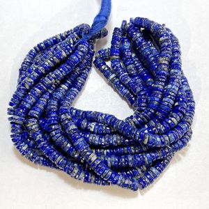 Natural Lapiz Lazuli Smooth Round Heishi <b>Beads</b> <b>Blue</b> Gemstone with Center Drill Tier Shape 5-5.5MM 14 Inch Long Strand - Product Image 1