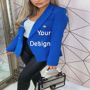 Blazer de manteau d'hiver à un bouton pour femmes personnalisé avec conception de culture de dents de chiens longue longueur expédition rapide stock fabricant BD - Product Image 2