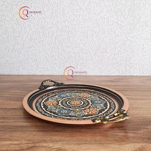 ถาดเสิร์ฟทองแดงทำมือทรงกลมทาสีด้วยมือมาใหม่ล่าสุดถาดสำหรับตกแต่งบ้านกำหนดขนาดได้เอง - Product Image 6