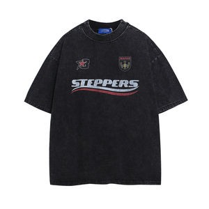 Camiseta de Verano Vintage para Hombre, Transpirable, Antiarrugas, Cuello en V, Oversize, Lavado Intenso, Manga Corta, Ajuste Holgado, Estampado Serigrafiado, 100% - Product Image 4