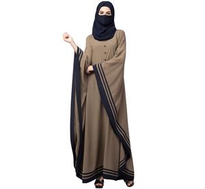 Color sólido nueva llegada señoras Abaya más tamaño de manga larga vestido musulmán personalizado bordado Logo mujeres Abaya venta en línea - Product Image 4