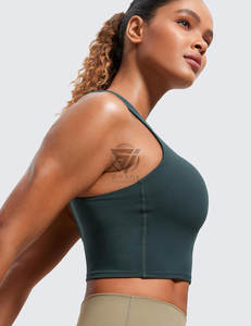 Débardeur tricoté décontracté tout-en-un pour femme, col rond, respirant, avec soutien-gorge intégré, effet lissant latéral, logo personnalisable, couleur unie - Product Image 2