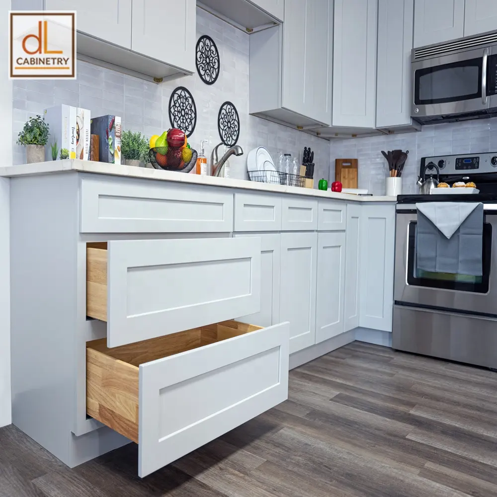 Stock d'armoires RTA Entrepôts américains pour grossiste/constructeur/maison Meubles de cuisine modulaires en bois Armoires shaker grises à vendre