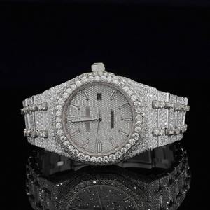 Montre élégante de luxe automatique entièrement sertie de diamants HPHT cultivés en laboratoire pour hommes, verre saphir, affichage analogique - Product Image 3