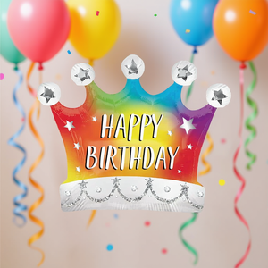 Ballon couronne Joyeux Anniversaire 61cm Couleurs Arc-en-ciel Décoration de fête - Product Image 3