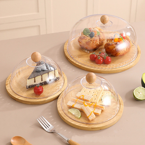 Cubierta de bandeja de postre alta, soporte de exhibición de madera, tapa de placa de prueba de fruta de pan disponible, juego en caja grande y pequeña, decoración del hogar - Product Image 4