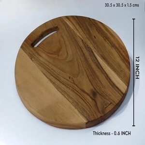 Bloc à découper en bois d'acacia naturel 30.5x30.5x1.5 cm pour pizza fruits fromage autres coupes - Product Image 5