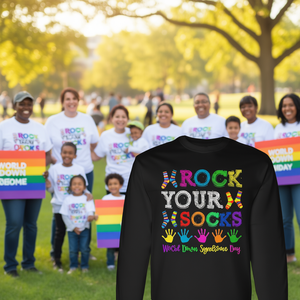 Camiseta de manga larga para la concienciación sobre el Día Mundial del Síndrome de Down, camiseta promocional Rock Your Socks - Product Image 3