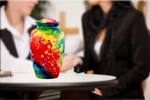 Handmade <b>Large</b> Adult Size Mosaic Aluminium Glass Cremation <b>Urn</b> Unique Funerals Supply With Individual Tiles Applied Burial - Product Image 3