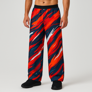 Pantalones de chándal de poliéster 100% holgados para hombre, pantalones de pijama de pierna ancha a la moda con bolsillos sublimación para otoño, ropa de calle, estilo de moda - Product Image 1