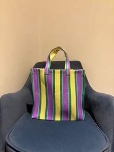 Custom Eco-Friendly Recycled <b>Nylon</b> High Quality Beach Cosmetic <b>Bags</b> Fashionable Striped Woven Reusable <b>Zipper</b> Shopping Cases - Product Image 4
