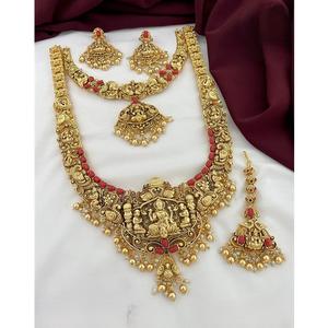 ชุดเครื่องประดับวิหารวินเทจคลาสสิกสร้อยคอและต่างหูสำหรับงานแต่งงานงานแฮนด์เมดเครื่องประดับทองเหลือง - Product Image 1