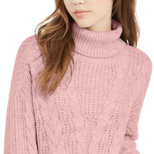 Maglione a Collo Alto in Maglia Intrecciata Rosa con Ricamo Jacquard per Bambini Crave Fame Junior, Adatto per Autunno Inverno Primavera - Product Image 2