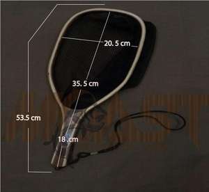 Épuisette de pêche à la mouche d'extérieur avec cadre en bois et filet en caoutchouc, outil de capture de truites à lancer à la main - Product Image 2