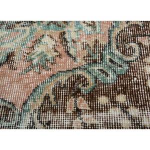 Alfombra de Lana Anudada a Mano de Estilo Vintage, Diseño Rectangular Abstracto con Medallón Rosa y Morado para Sala de Estar o Pasillo, Pae-3268 - Product Image 3