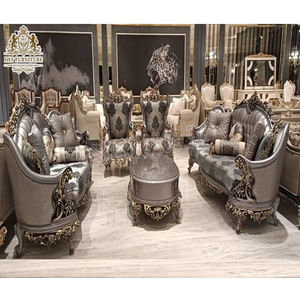 Juego de sofá de sala de dibujo de madera de teca de calidad superior Diseño clásico Muebles de sala de estar de 8 plazas Juego de sofá de 8 plazas de estilo europeo - Product Image 1