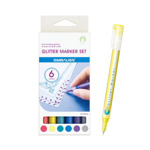 SIMBALION Direct 0.5mm Glitter Water-Based Fiber Tip Marker Pen Set Art Markers PLA Non-Erasable Fine Line Model <b>DI</b>-GT6/S - Product Image 1