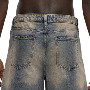 Mens Vintage Washed Denim Shorts Casual Straight Leg Knee Length Distressed <b>Raw</b> <b>Hem</b> Cotton Summer Fashion Streetwear Wholesale - Product Image 4