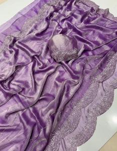 Alta demanda impresionante elegante étnico Fendy gasa Saree más de moda exportación última blusa exclusiva fiesta Nupcial desgaste para mujeres - Product Image 1