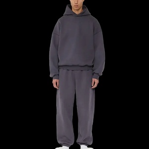 Unisex High Quality 320 Gsm Cotton Flared <b>Thick</b> Tracksuit Set New Acid Wash Distressed Embroidery Custom Zip Manufacturer Winter - Product Image 5