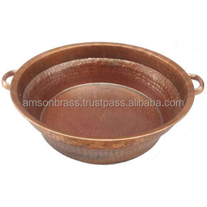 New Arrival Copper <b>Hammered</b> Round Foot Spa <b>Massage</b> Bowl High Quality Modern Round Design Copper Spa Foot Rest Bowl - Product Image 4