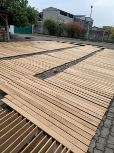 Suelo de madera dura de teca sólida, diseño industrial T & G, estilo E4E, 18mm X 90/120mm X 400-1200mm, tratamiento de baño solar - Product Image 5