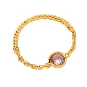 S925 14K Gold Plated Minimal Chain <b>Ring</b> Natural Rose <b>Quartz</b> <b>Ring</b> Customizable for Retail OEM ODM - Product Image 1