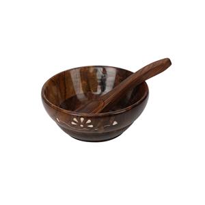 Cuenco de madera de diseño clásico hecho a mano con grabado personalizado de color natural para regalos de empresa japonés - Product Image 3