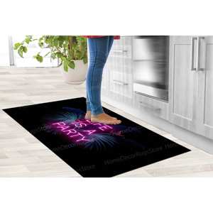 Tapis imprimé - Ambiance tropicale, décoration de fête moderne néon, cadeau, tapis fin non tissé - Product Image 2