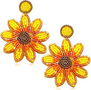 ชุดต่างหูลูกปัดสีทองประดับลูกปัดสไตล์ยุโรปสีน้ำตาลอมส้มขายส่งสไตล์ตะวันตกโบฮีเมียน - Product Image 2