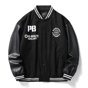 Chaqueta acolchada de moda para hombre, venta al por mayor, chaqueta de béisbol con estampado de lona, estilo universitario informal, abrigo de invierno a la moda para hombre - Product Image 4