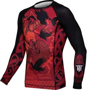 Camisa de compresión de alta calidad para hombre para deportes sublimación personalizada impresa Spandex secado rápido BJJ Rashguards largo transpirable - Product Image 4