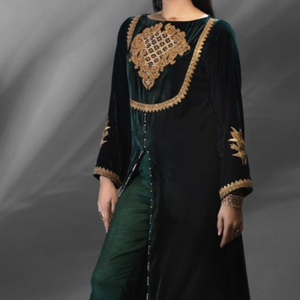 Éblouissant DESIGN 0F veste avec pantalon robe embellir avec de belles perles de verre de cristal, DABKA, travail pour fête/mariage @ 2022 - Product Image 1