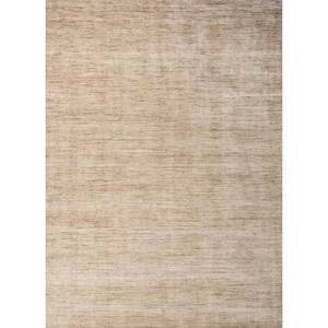 พรมขนสัตว์ทอมือลายเส้นโค้งสีเบจน้ำตาลขนาดใหญ่รูปทรงสี่เหลี่ยมผืนผ้าลายทางสามมิติสีพื้นสำหรับบ้าน ห้องนอน ห้องนั่งเล่น ทางเดิน-Hwl-237 - Product Image 1