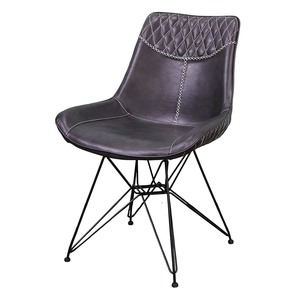 Aster <b>Dining</b> <b>Chair</b> with Leather Upholstery and Metal Legs - Product Image 3