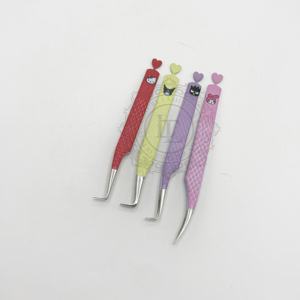 Pince à épiler en acier inoxydable durable Isolation de 90 mégas volumes Angle de 90 degrés Revêtement en poudre multiple Pointe argentée Fond de cœur - Product Image 4