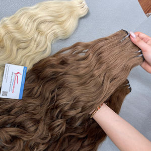 ผมต่อจากเส้นผมมนุษย์เส้นใยธรรมชาติสีน้ำตาลและสีบลอนด์ - Product Image 2