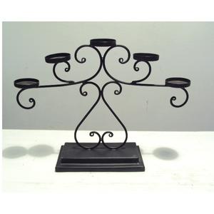 Bougeoir de pilier de fer noir de conception de modèle de feuille pour la table de mariage de fête de salon à la maison décorative - Product Image 5