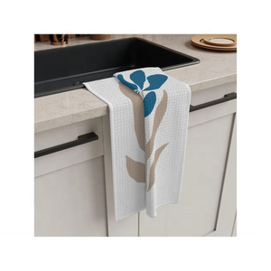 Toalla de cocina con estilo de algodón orgánico 100%, toalla de Golf para limpieza de lavavajillas Floral bordada totalmente personalizable, GOTS Home - Product Image 1