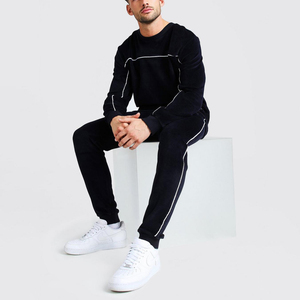 Mới nhất tùy chỉnh thiết kế người đàn ông đường ống Thông tin chi tiết mỏng phù hợp với Velour Tracksuit/người đàn ông sweatsuit/Custom made người đàn ông chạy bộ phù hợp với - Product Image 1