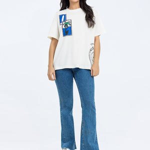 T-shirt imprimé avec logo personnalisé pour femmes 100% coton à manches courtes Design de haute qualité à bas prix Vêtements décontractés Fabricant en gros OEM - Product Image 3